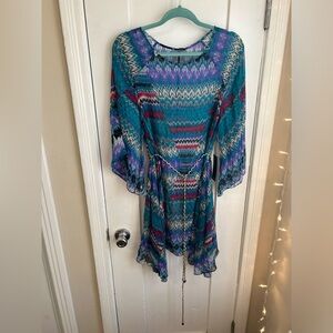 Dolce Vita colorful sheer tunic 100% silk (L) NWT